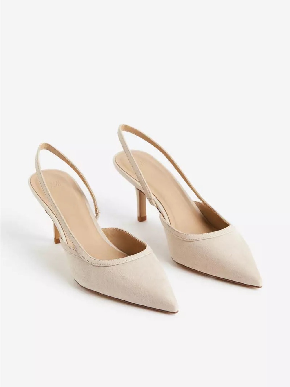 H&M Beige Pointed Slingback Heels